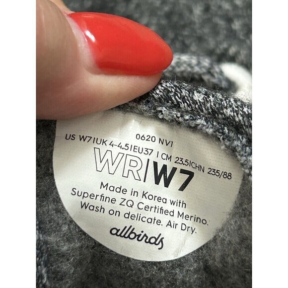 Allbirds Merino Wool Running Sneakers Heather Dark Natural Grey 7 - Picture 6 of 8